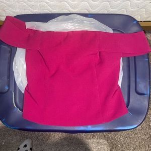 EXPRESS magenta off the shoulder crop top